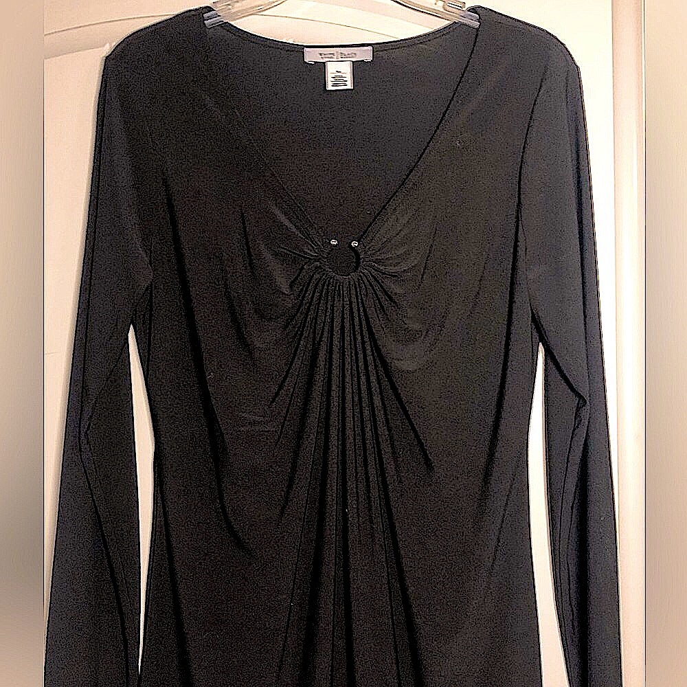 White House Black Market Long Sleeve Black Top- Size M- Like New!
